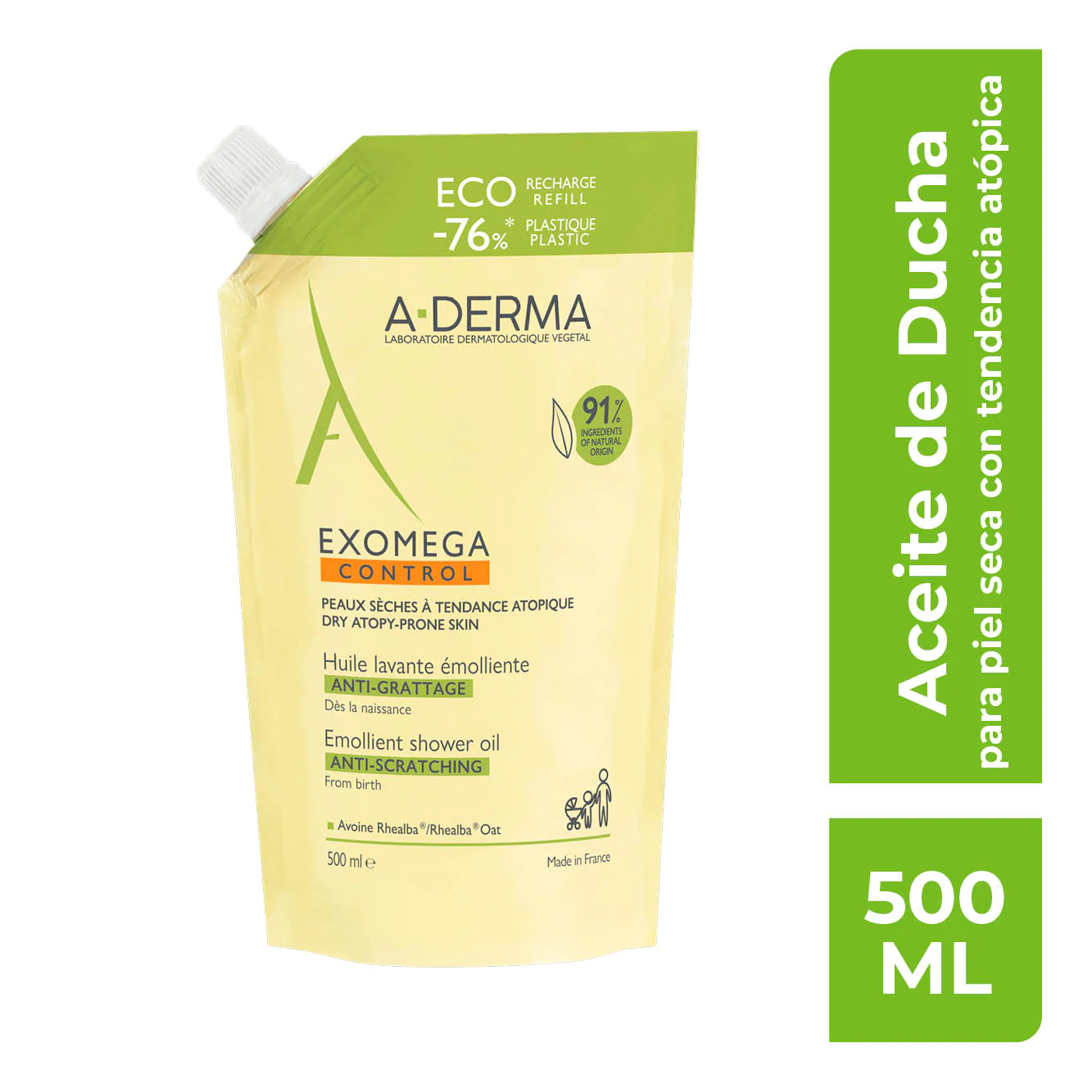 Exomega Control Aceite Limpiador Emoliente Ecorefill 500 Ml